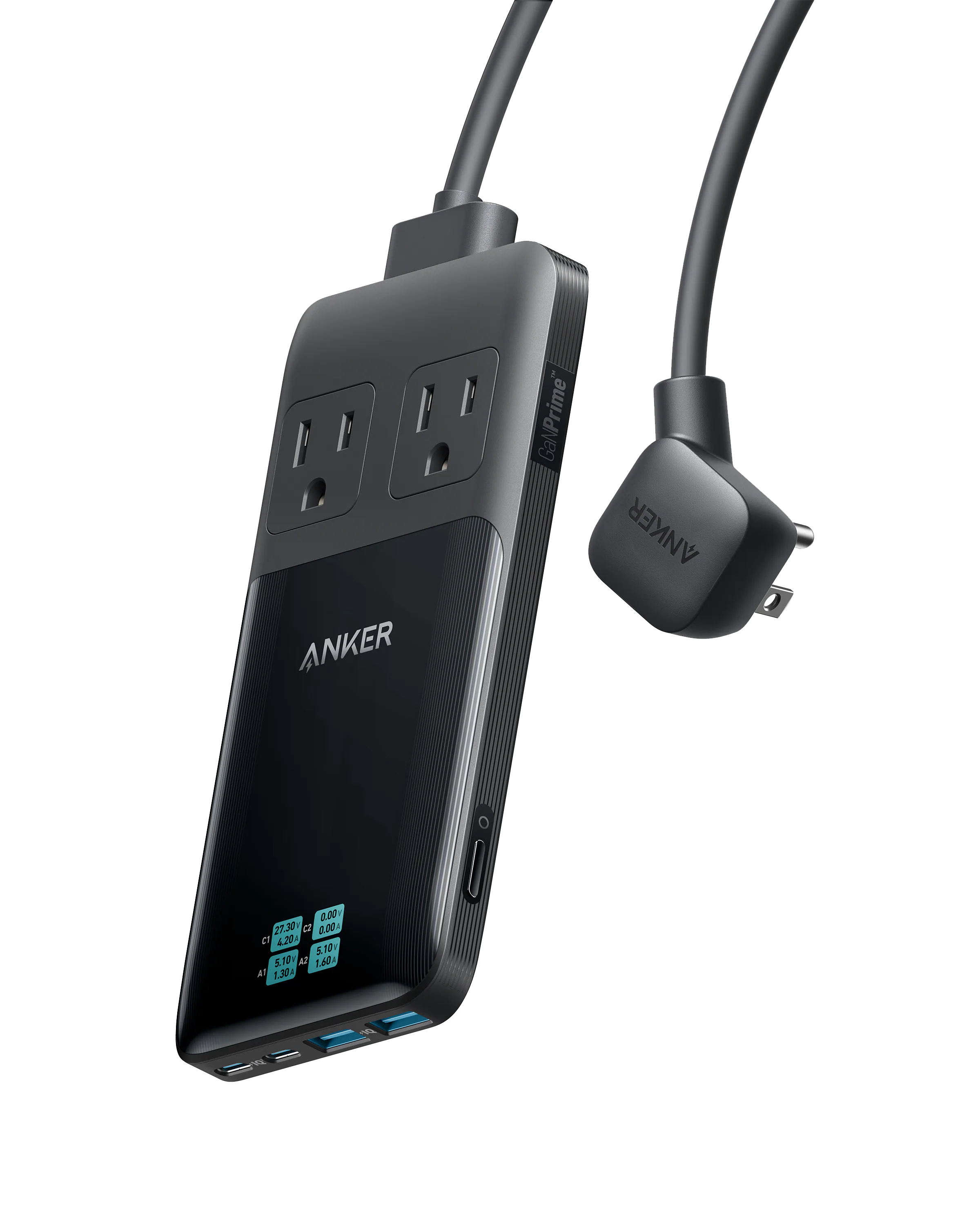 Anker Prime A9128 140W charging station with two AC outlets and front power display