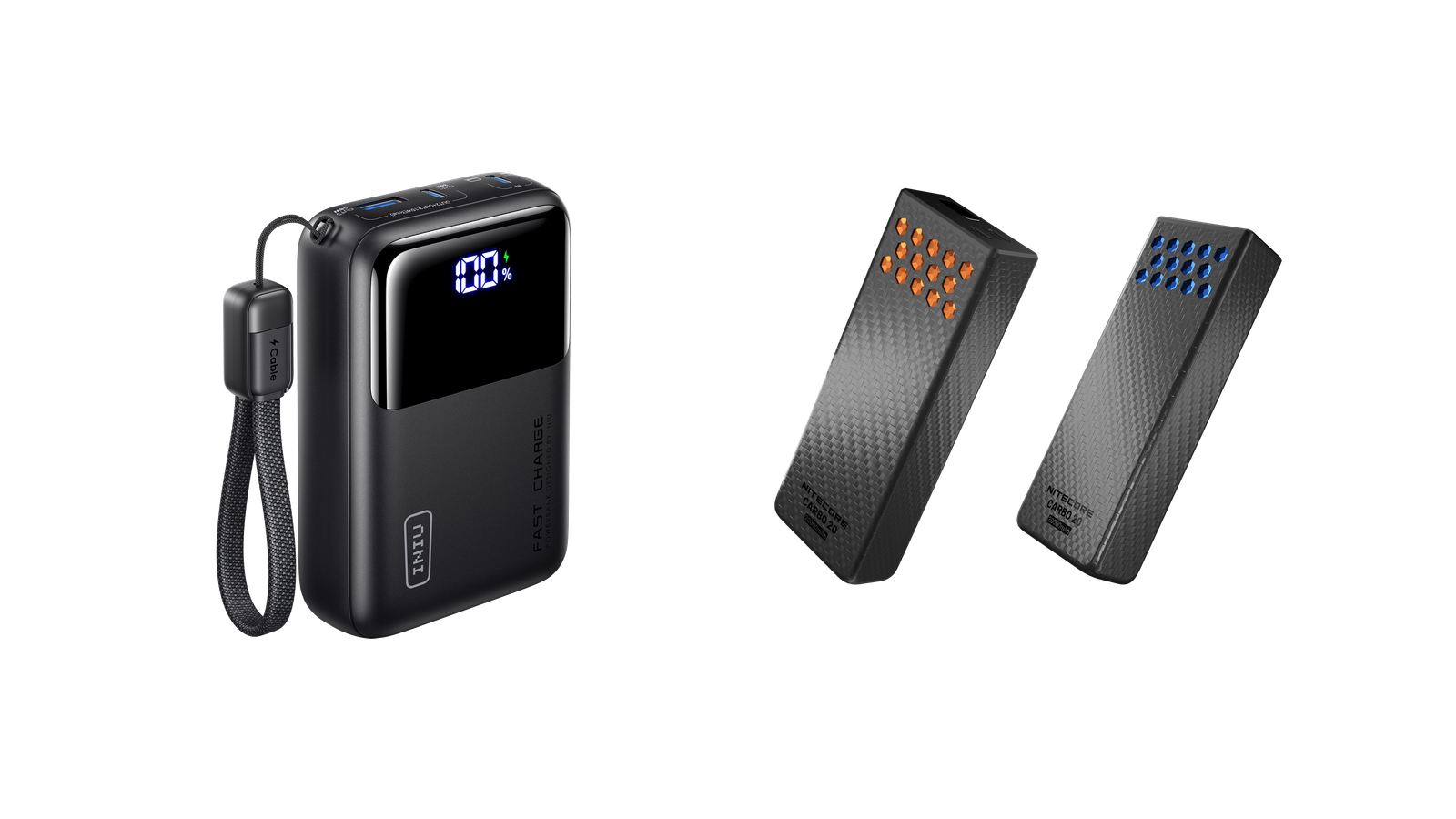 INIU P62-E1 and Nitecore CARBO 20 power banks side by side