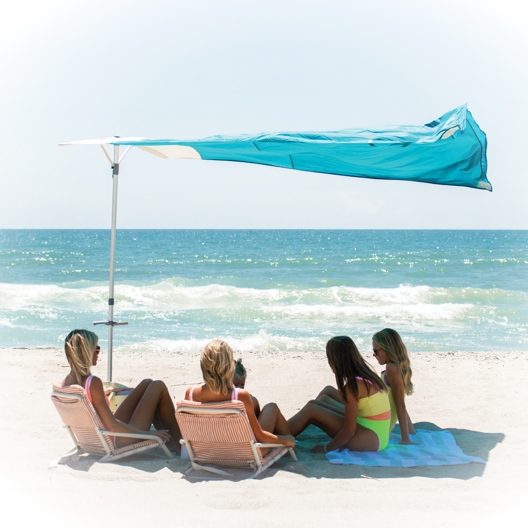Solbello wind-driven beach shade on the sand